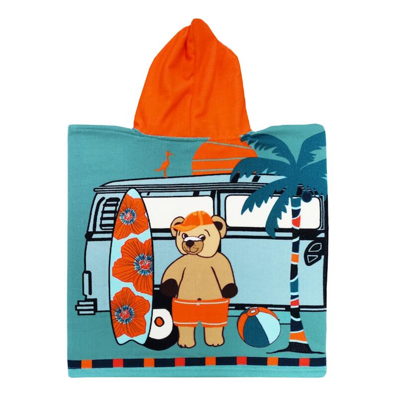 Kinderponcho en microvezel handdoekpakket Eend blauw Surfista