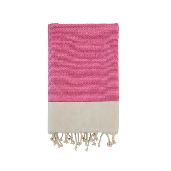Fouta nid d’abeille traditionnelle - Athena Fuchsia - 100x200cm - 190g/m²