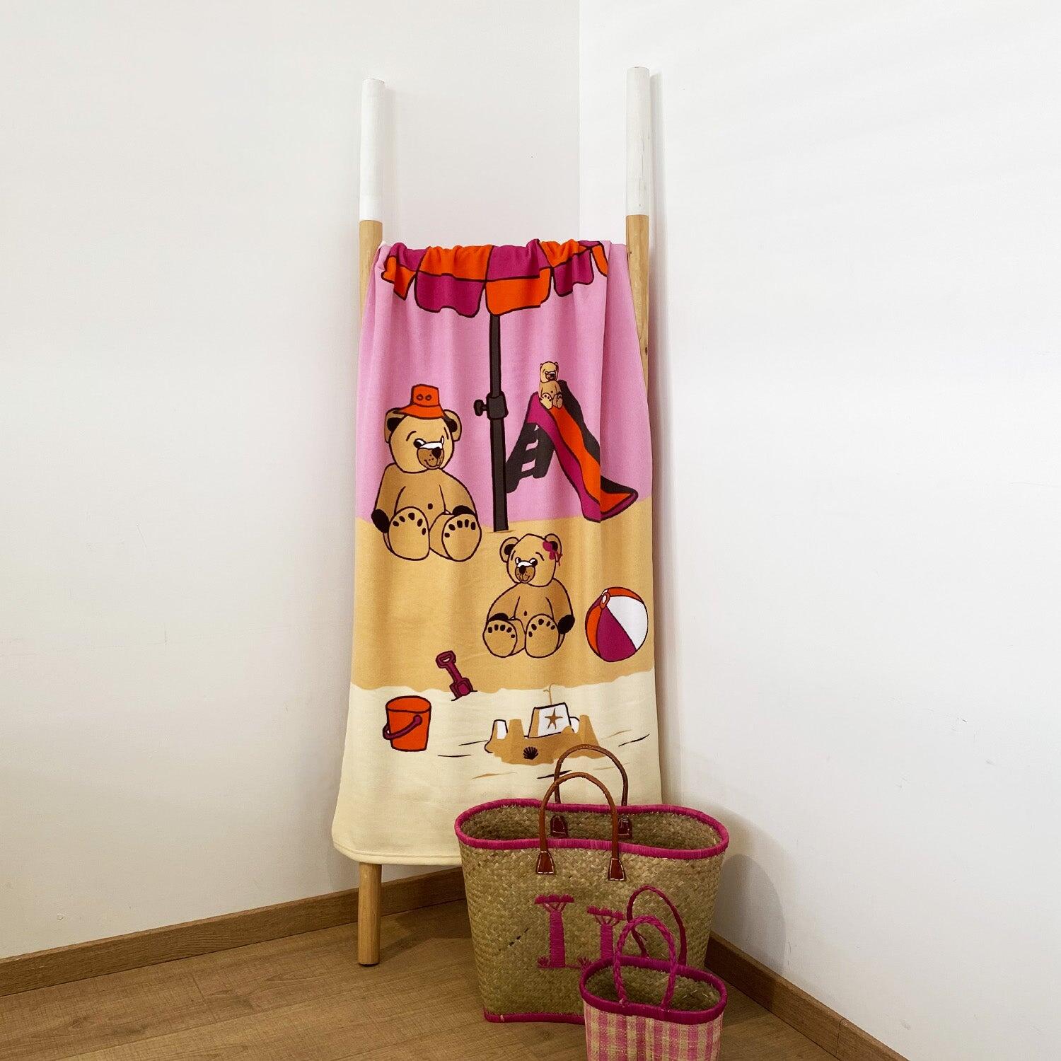 Serviette de plage microfibre enfant - Nounours - 70x140cm - 250g/m² 2/4