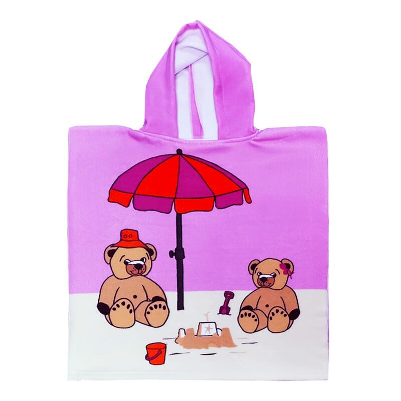 Pack ponchos et serviette microfibre enfant Nounours rose