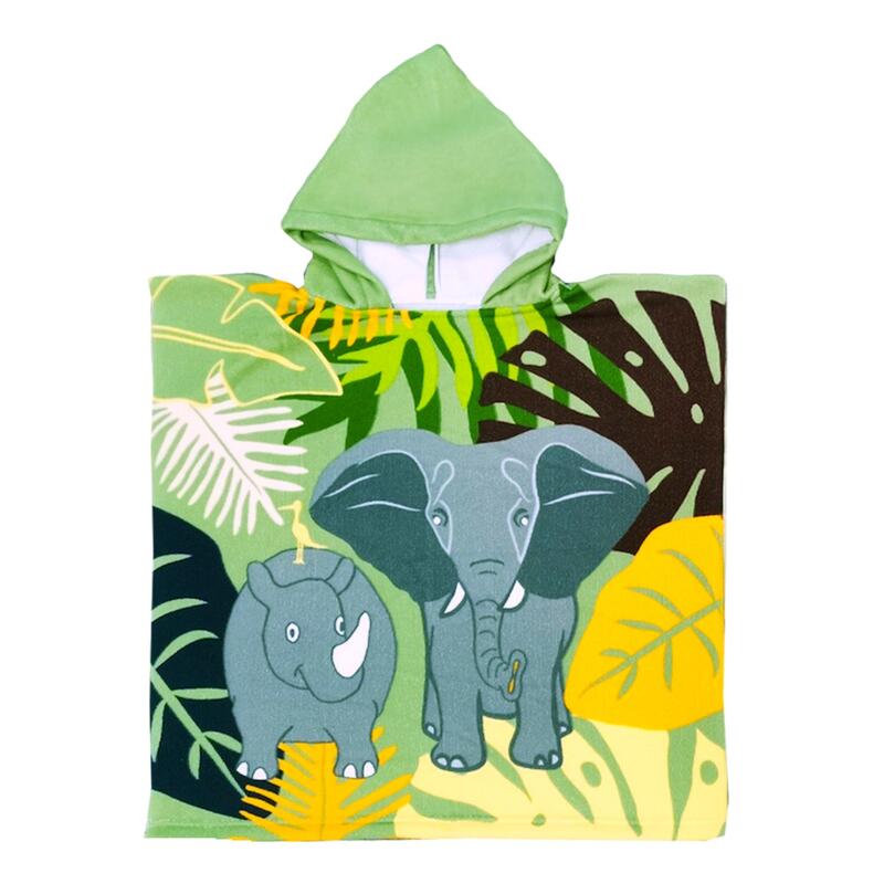 Kinderponcho en microvezel handdoekpakket Olifant lichtgroen