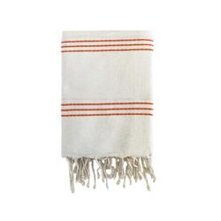Fouta traditionnelle Calliope 200x200 190g/m² Écru/Orange