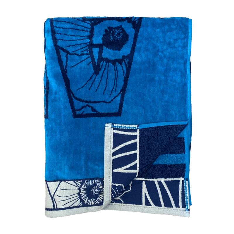 Serviette de plage éponge velours Jacquard Isleta 100x175 470 g/m² bleu