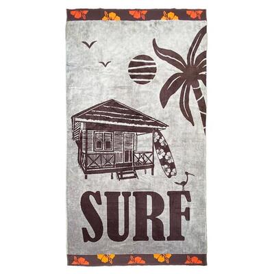 Strandtuch Frottee Samt Jacquard Beige 100x175 470g/m² - Kabana