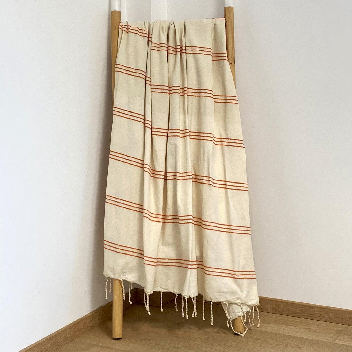 Traditionele platte hammamhanddoek Oranje 100x200 190g/m² - Calliope Oranje 2/3