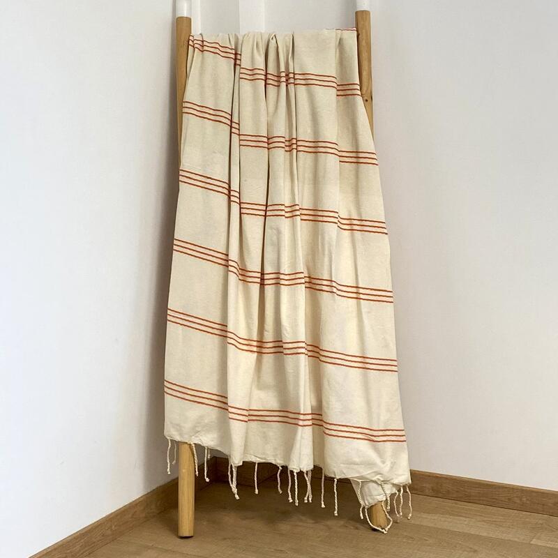 Calliope tradicional Fouta100x200 190g/m² Crudo/Naranja