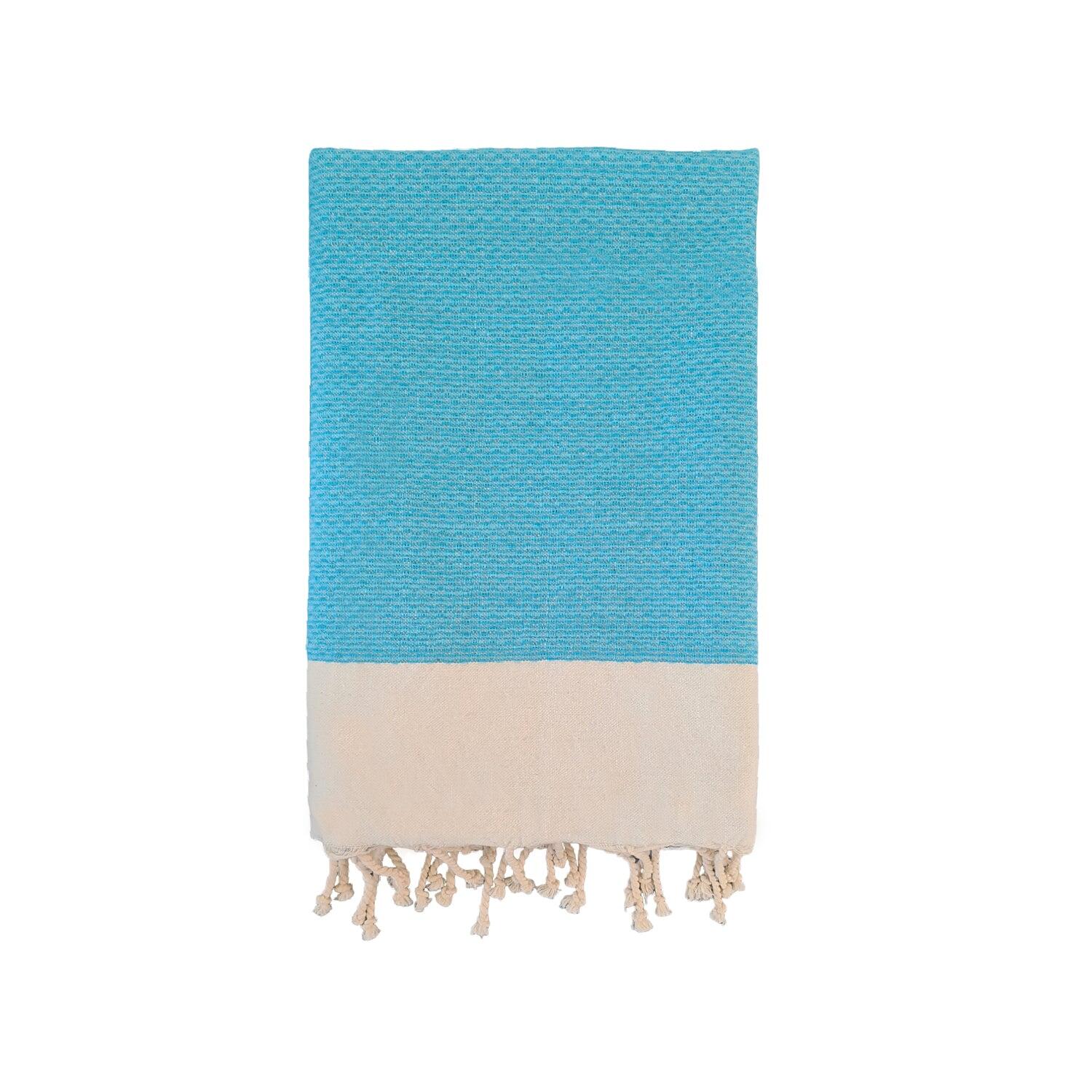 LE COMPTOIR DE LA PLAGE Traditionele wafelstructuur hammamhanddoek Blauw 200x200 - Athena Turquoise XL