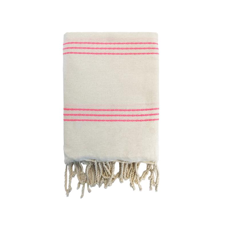 Calliope tradicional Fouta 100x200 190g/m² Crudo/Rosa