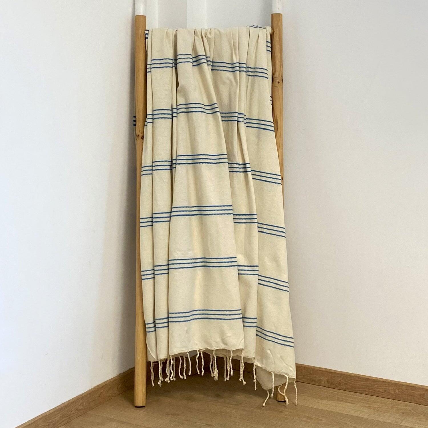 Telo da hammam tradizionale semplice Blu 100x200 190g/m² - Calliope Turchese 2/3