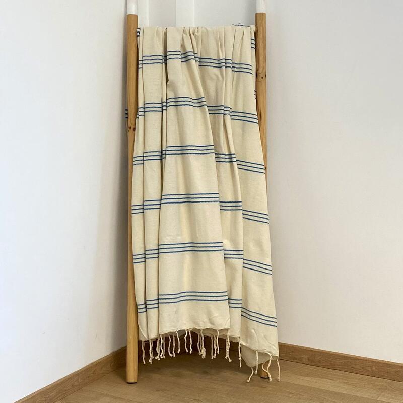 Calliope tradicional Fouta100x200 190g/m² Crudo/Turquesa