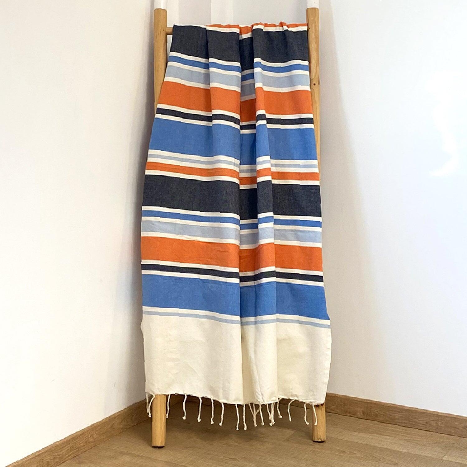 Fouta plate traditionnelle - Helios Bleu - 100x200cm - 190g/m² 2/3
