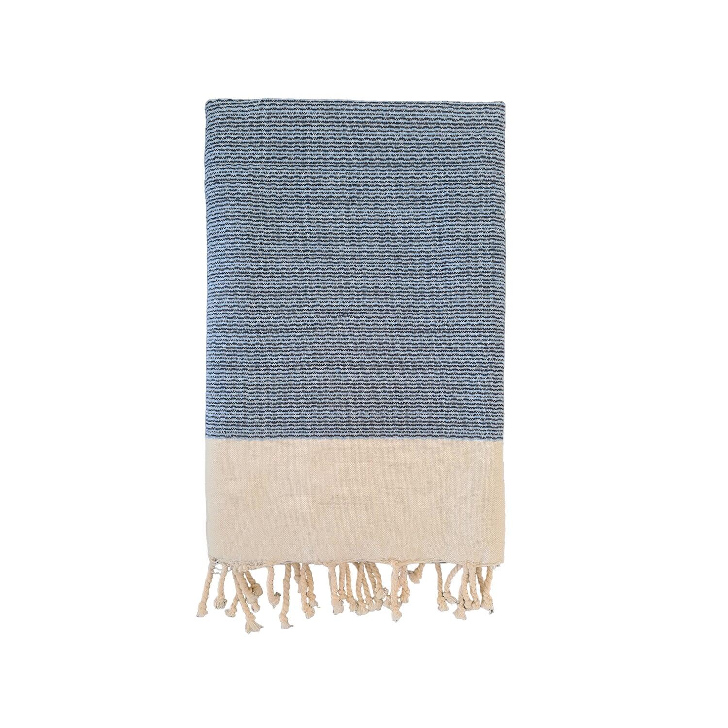 Le Comptoir De La Plage - Fouta Nid D'Abeille Traditionnelle Bleu 200x200 190g/m² - Athena Bleu Marine Xl - Serviette - Bleu - 48 Xl - Decathlon