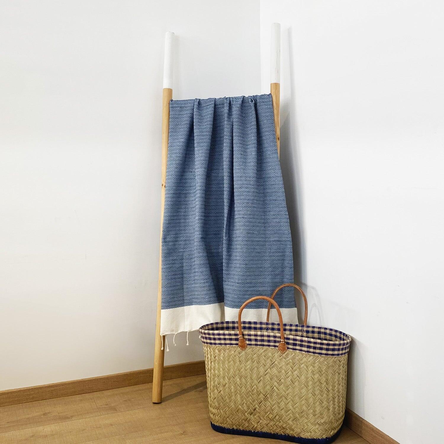 Fouta nid d’abeille traditionnelle - Athena Bleu Marine - 100x200cm - 190g/m² 2/3