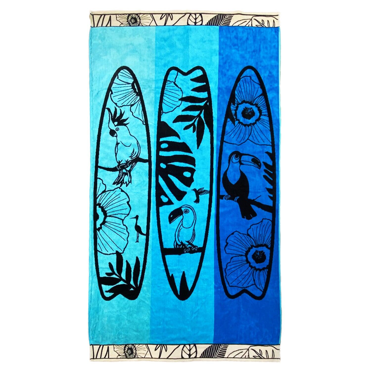 LE COMPTOIR DE LA PLAGE Strandlaken Badstof Velours Jacquard Blauw 100x175 470g/m² - Korfoe