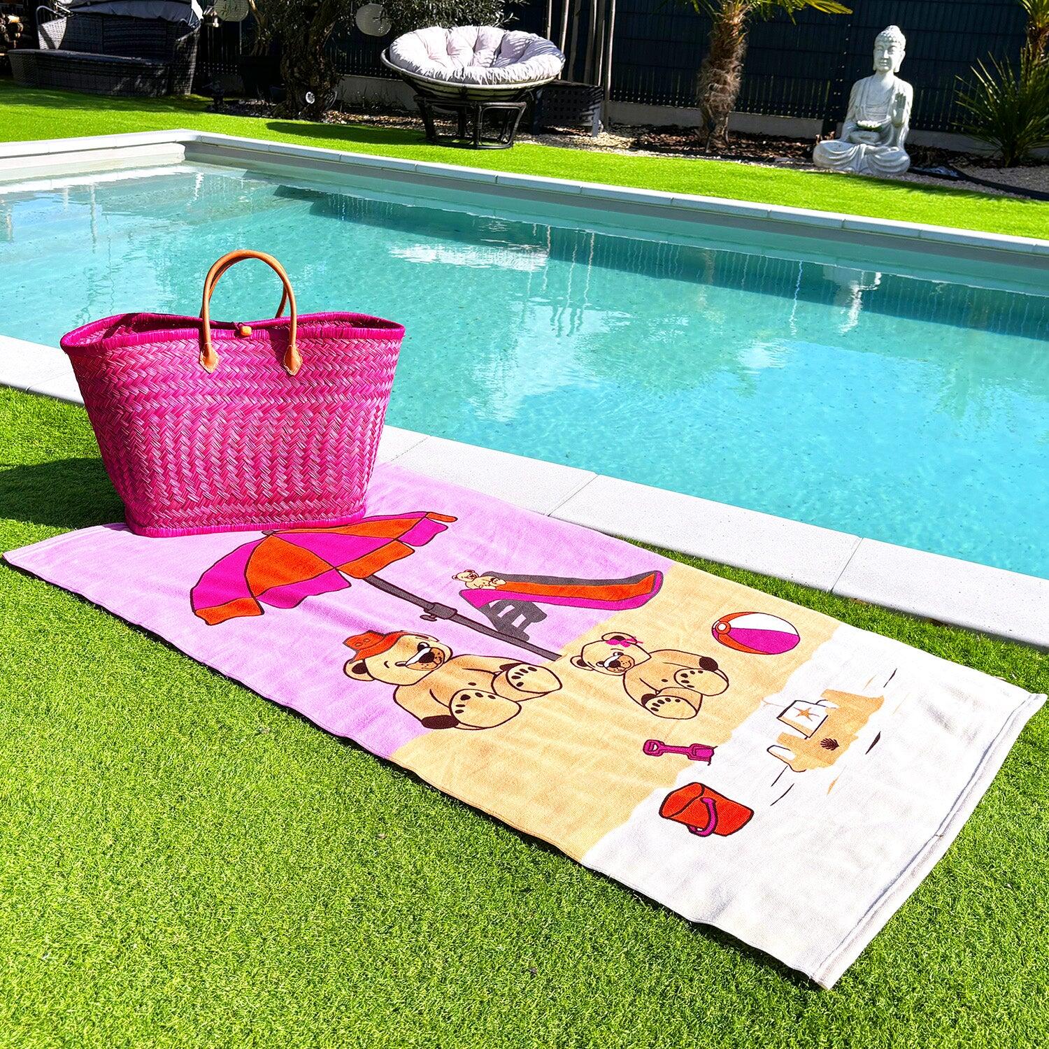 Serviette de plage microfibre enfant - Nounours - 70x140cm - 250g/m² 4/4