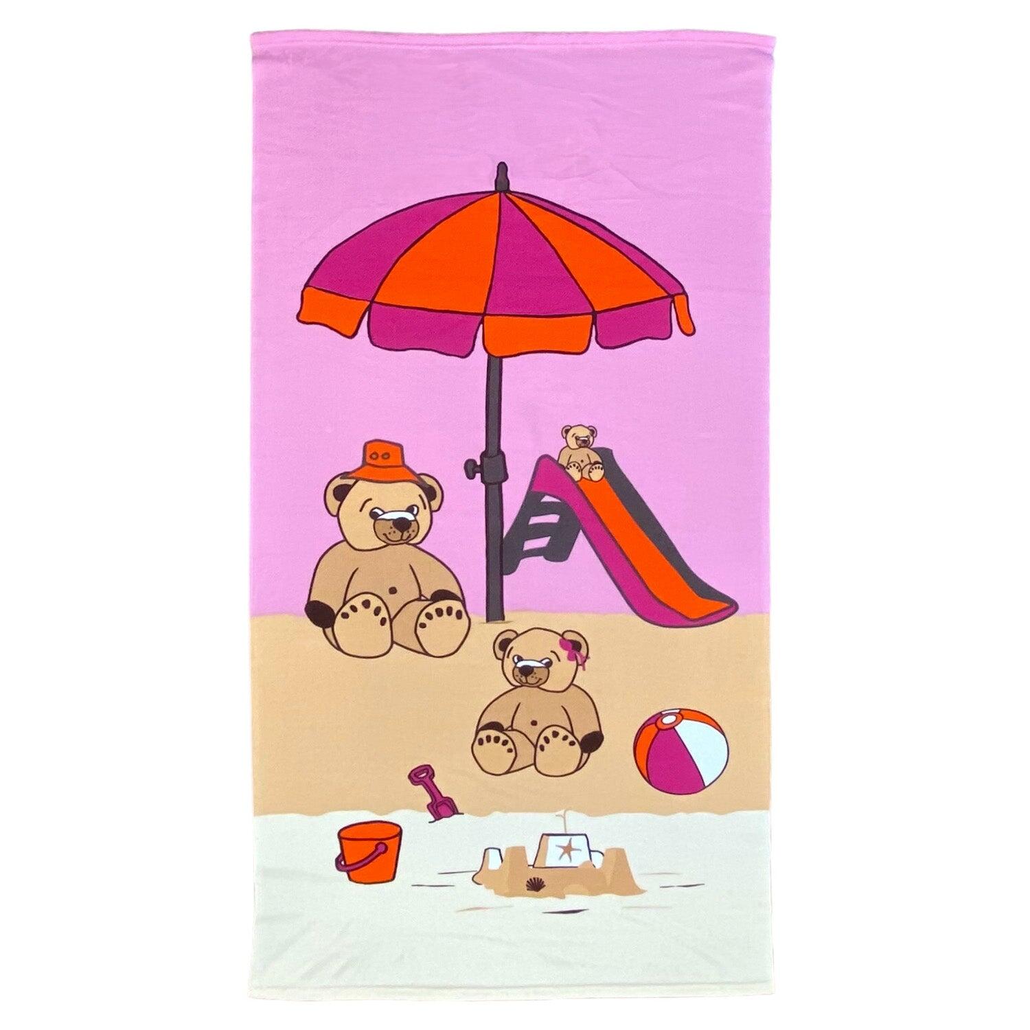 Le Comptoir De La Plage - Serviette De Plage Microfibre Nounours 70x140 250 G/m² Rose - Serviette - Bleu - 40 M - Decathlon