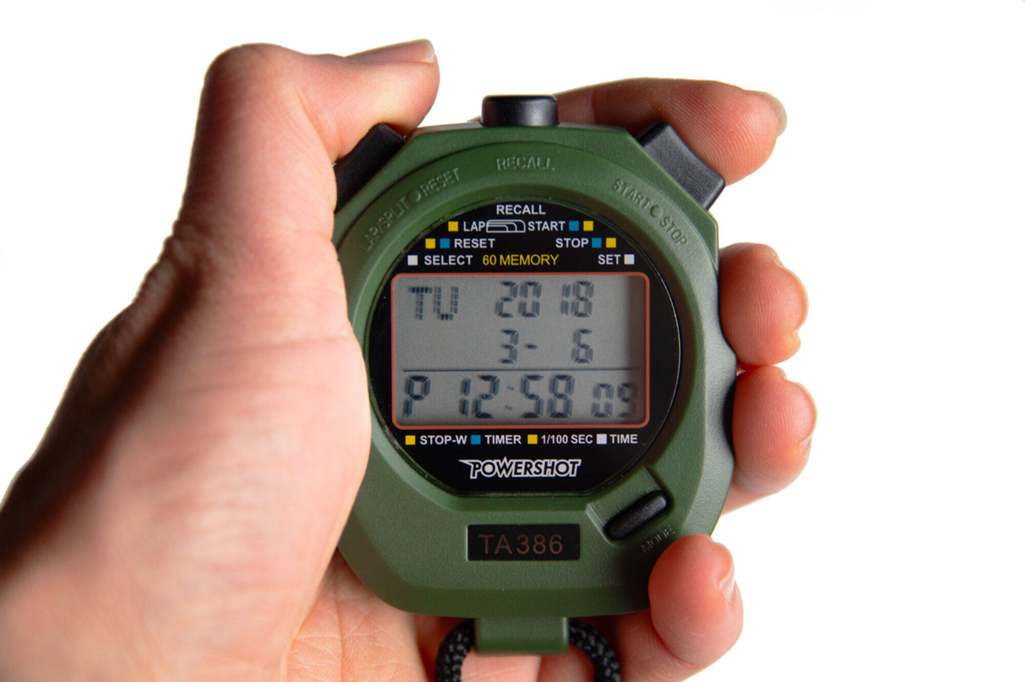 Set van 24 stopwatches met 60 geheugens en draagtas 2/4