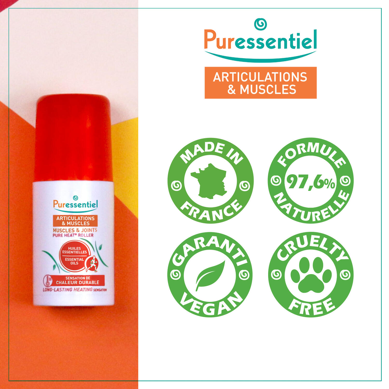 Roll-on Pure Heat | Effet chauffant | Massage décontractant des muscles | 75 ml 3/7