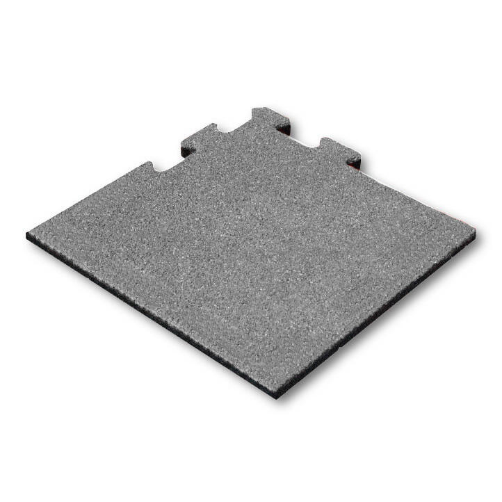 Dalle en caoutchouc 25 mm - 50x50 cm Gris - Système puzzle Pièce d'angle