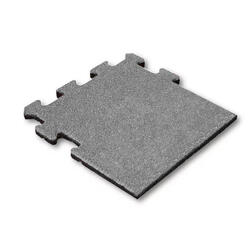 Dalle en caoutchouc 25 mm - 50x50 cm Gris - Système puzzle Pièce latérale