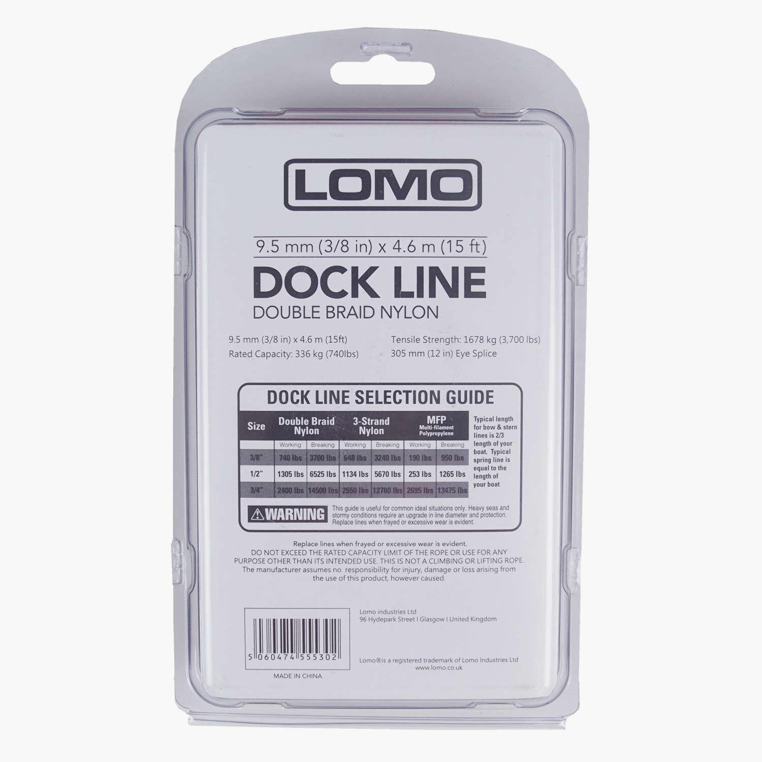 Lomo Dock Line / Mooring Line, 9.5mm x 4.6m Double Braided Nylon Rope - Black 4/5