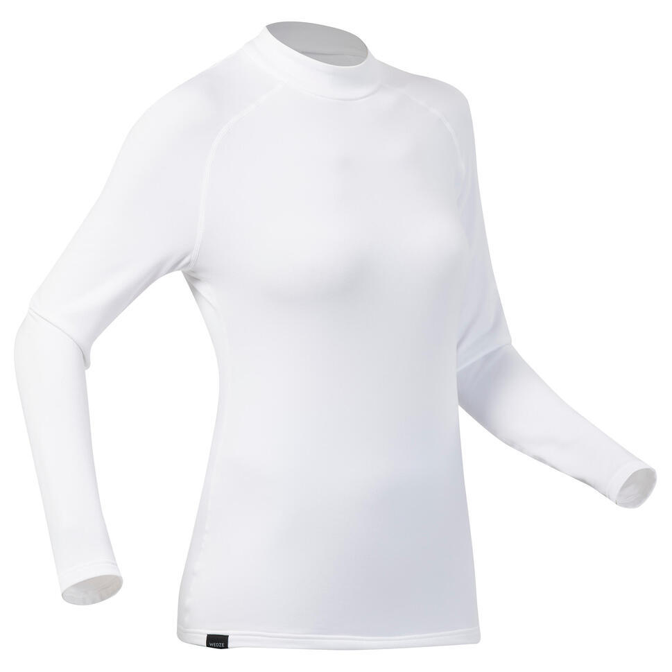 WEDZE REFURBISHED WOMENS SKI BASE LAYER TOP BL 500 - WHITE - A GRADE