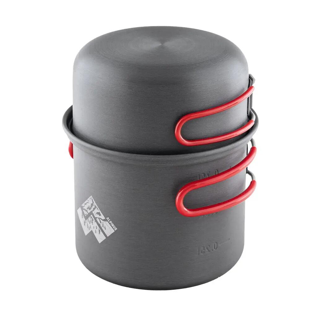 Valdes Camping Cookware Set - 2 Anodised Aluminium Pots