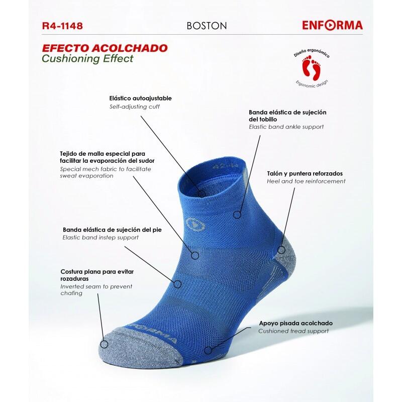 Calcetines de Running Enforma BOSTON Azul. Efecto Acolchado. 2/7