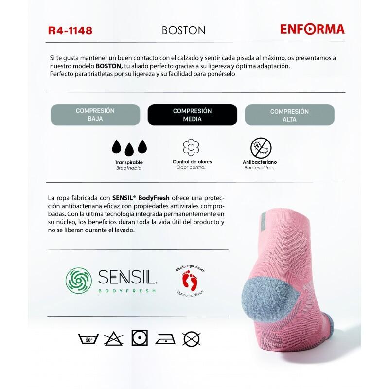 Calcetines de Running Enforma BOSTON Rosa. Efecto Acolchado. 3/7