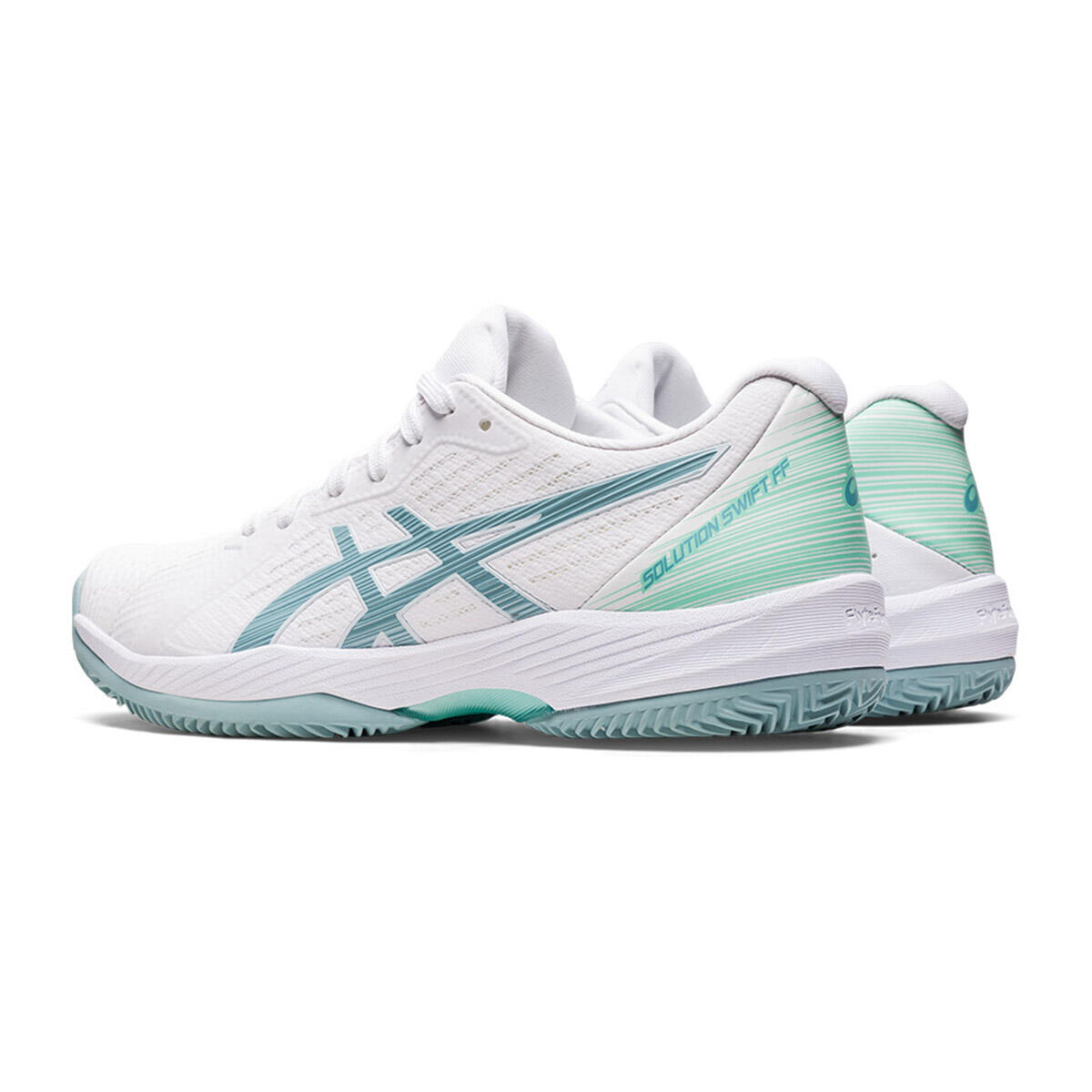 Scarpe Da Donna Asics Solution Swift Ff Clay 1042a198 104 Bianche E Blu 5/5