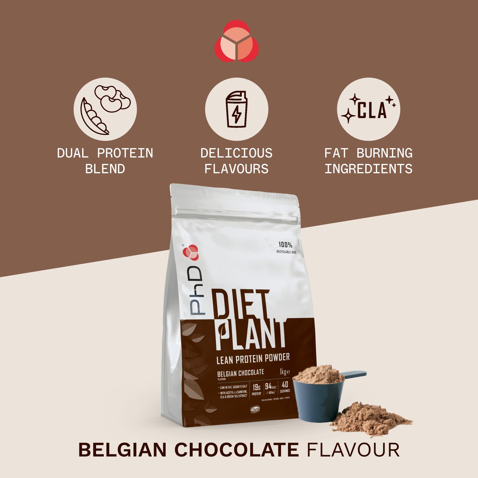 PhD Nutrition | Diet Plant Powder | Belgian Chocolate Flavour | 1kg 4/5