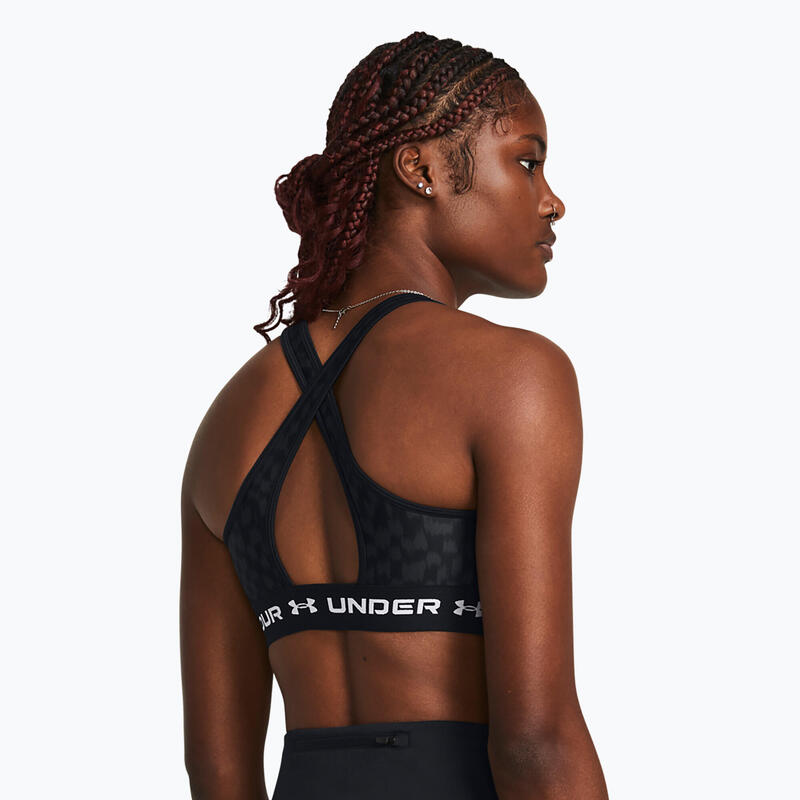 Bustieră fitness Crossback Mid Print Negru Oliv