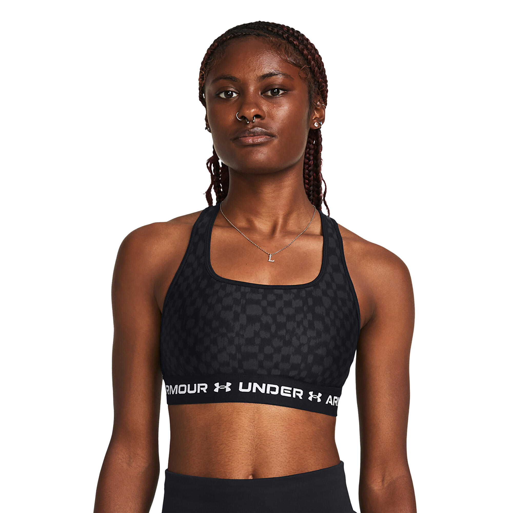 Bustieră fitness Crossback Mid Print Negru Oliv