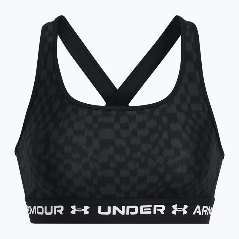Bustieră fitness Crossback Mid Print Negru Oliv