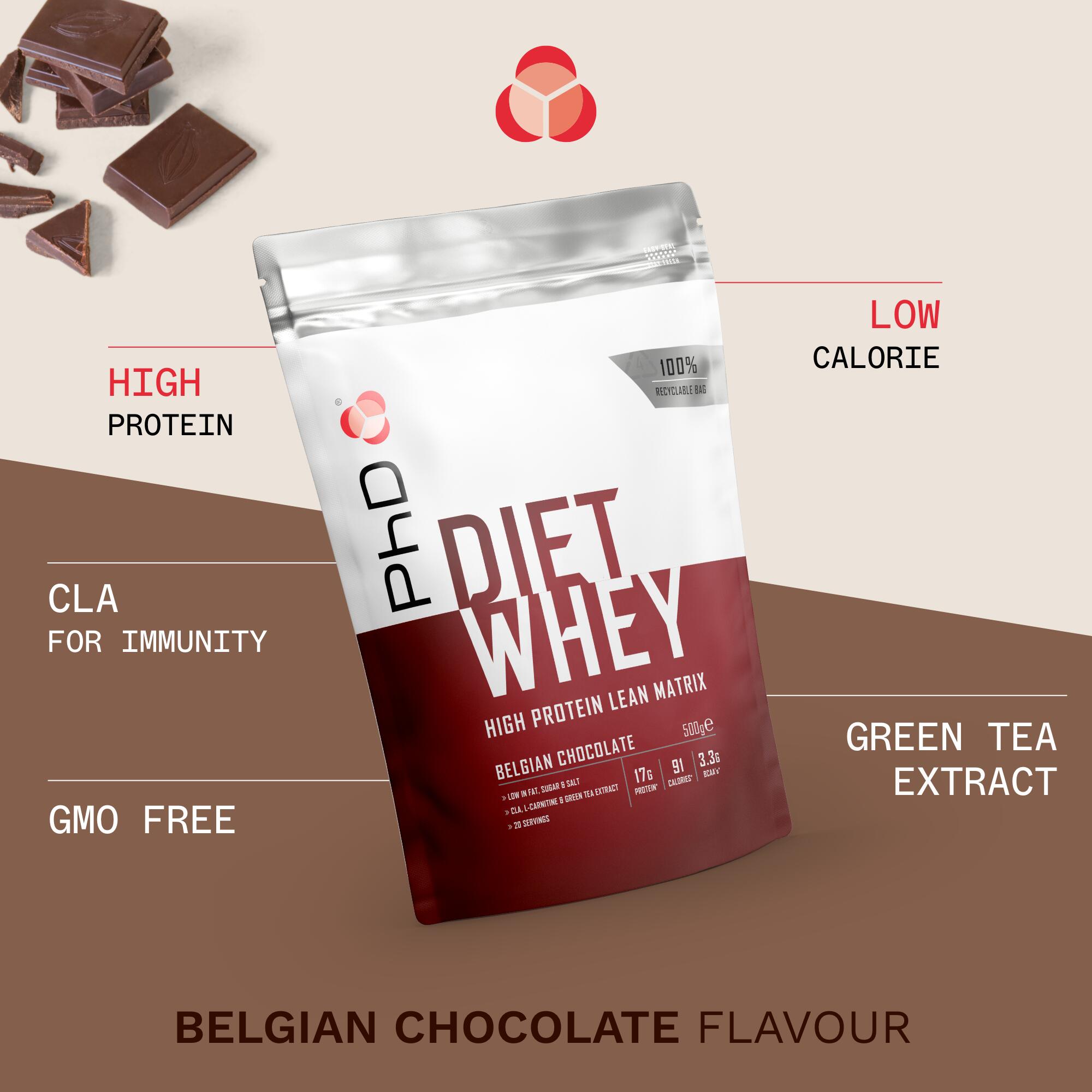 PhD Nutrition | Diet Whey Powder | Belgian Chocolate Flavour | 500g 2/5