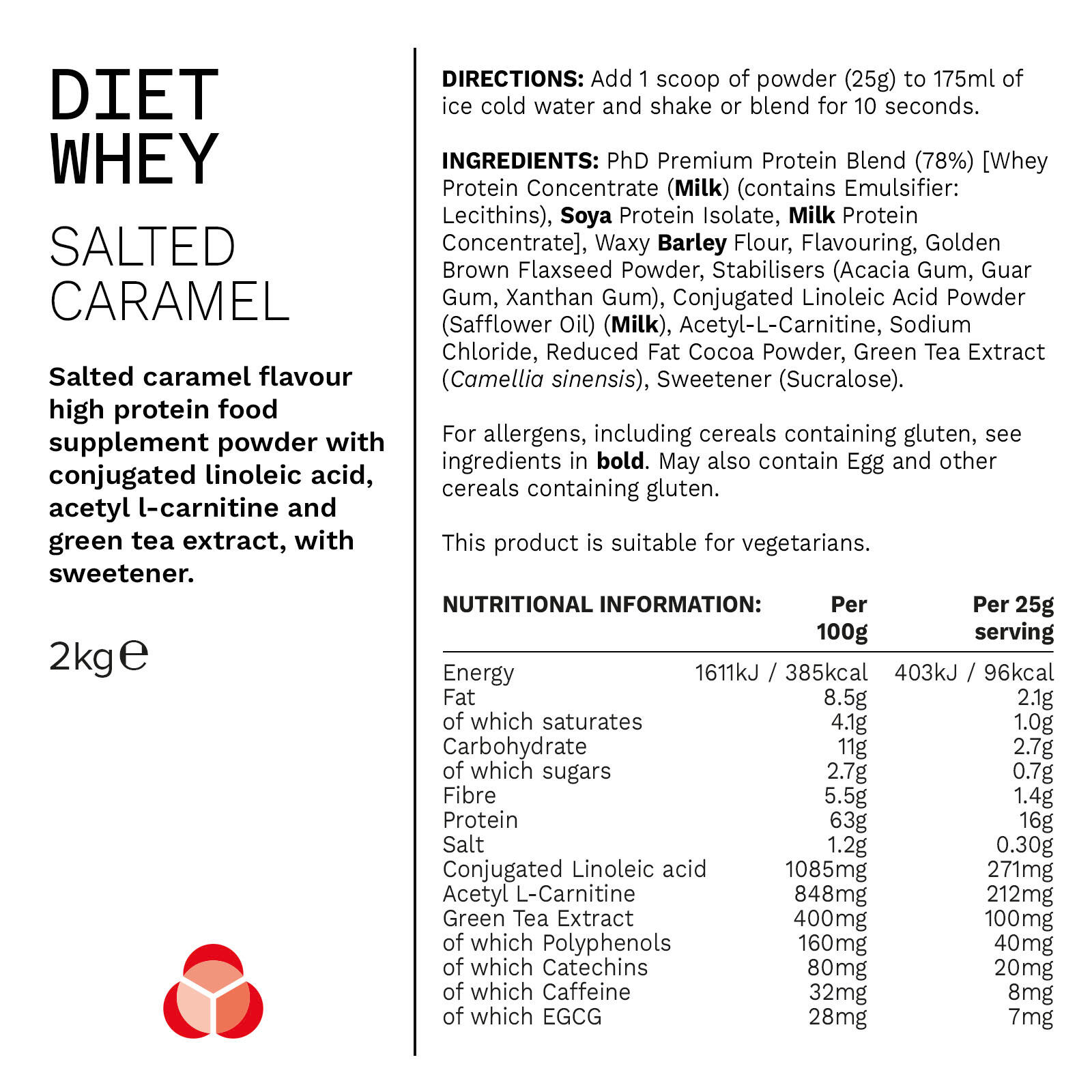 PhD Nutrition Diet Whey Powder Salted Caramel Flavour 2kg PHD NUTRITION Decathlon
