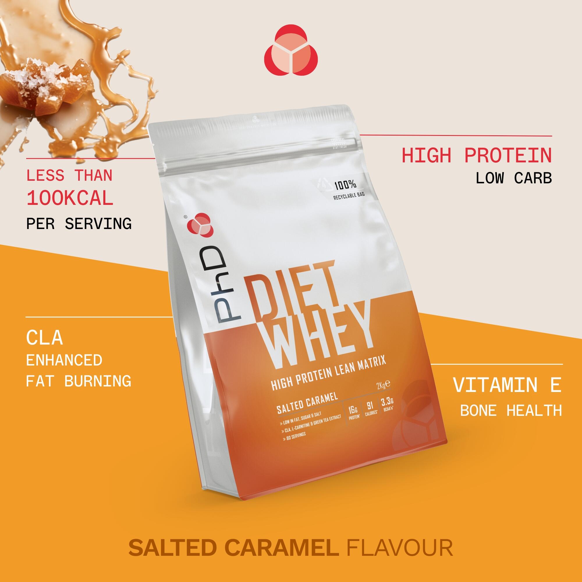 PhD Nutrition | Diet Whey Powder | Salted Caramel Flavour | 2kg 2/5