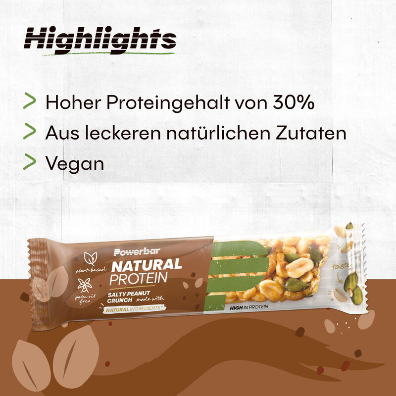 Powerbar Natural Protein Salty Peanut Crunch 18x40g - Veganer Protein Riegel