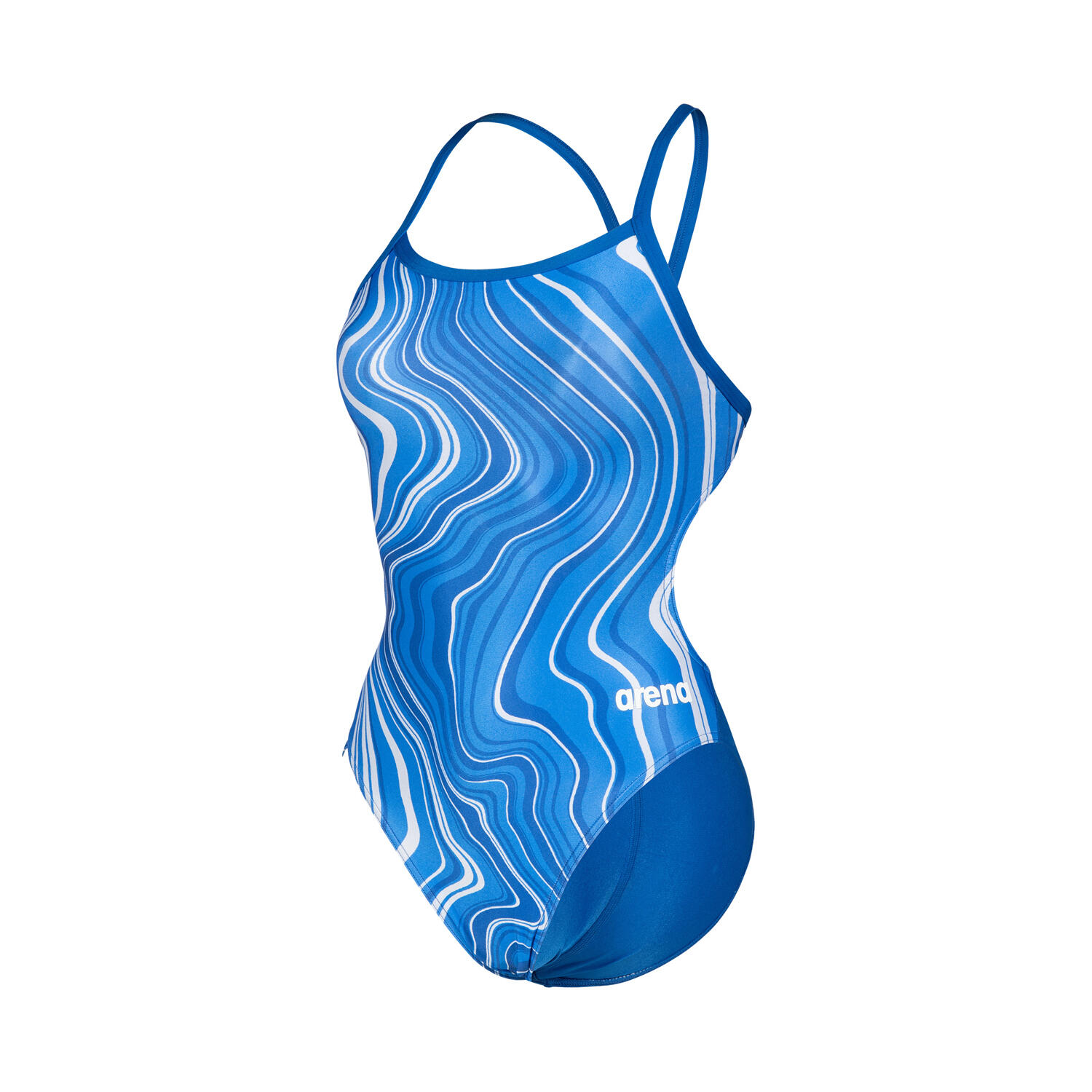 Arena - Maillot De Bain Une-pièce Femme - Challenge Back Marbled - Maillot De Bain 1 Pièce - Bleu|multicolore - 40 M - Decathlon