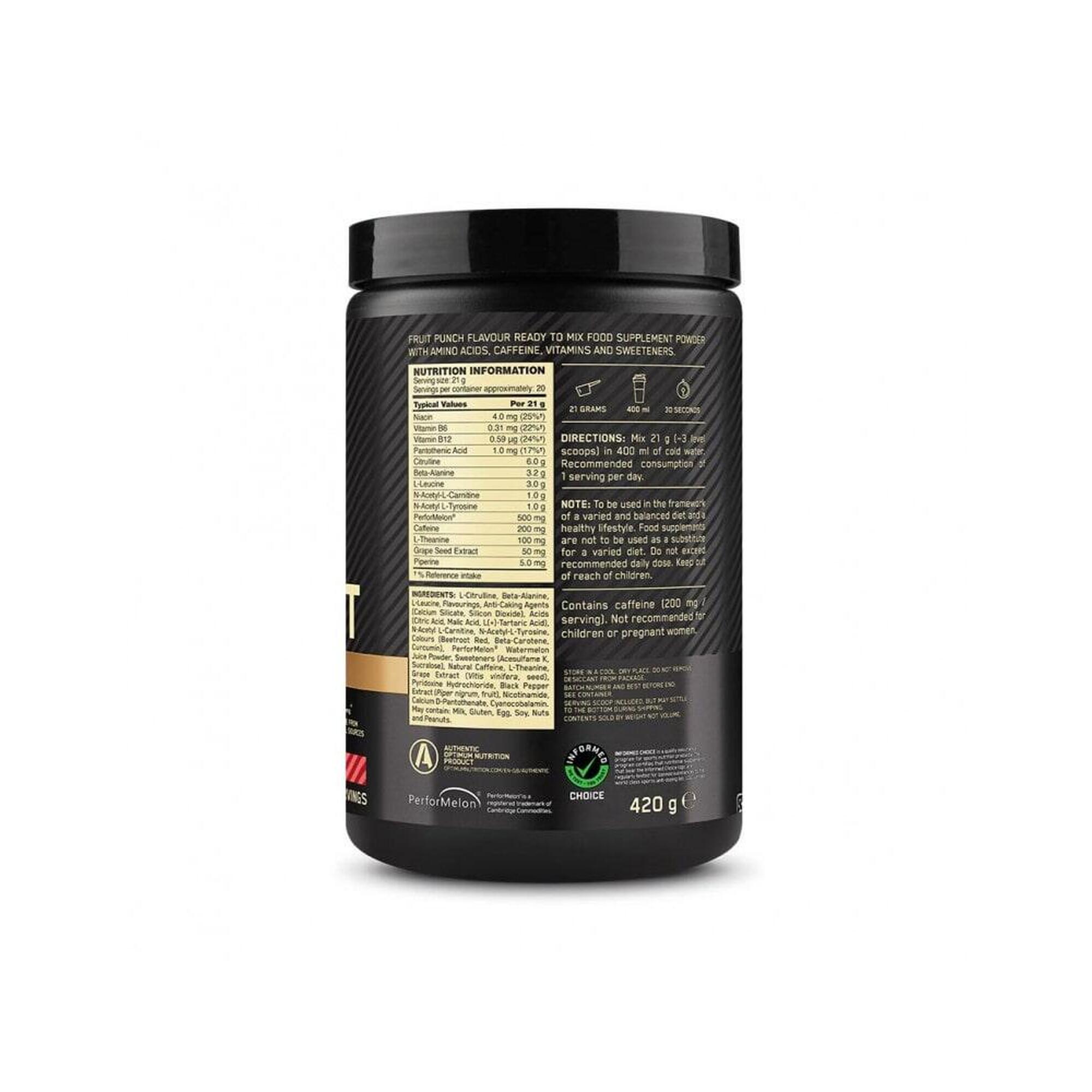 Gold Standard Pre-Entrenamiento Avanzado 420g Optimum Nutrition