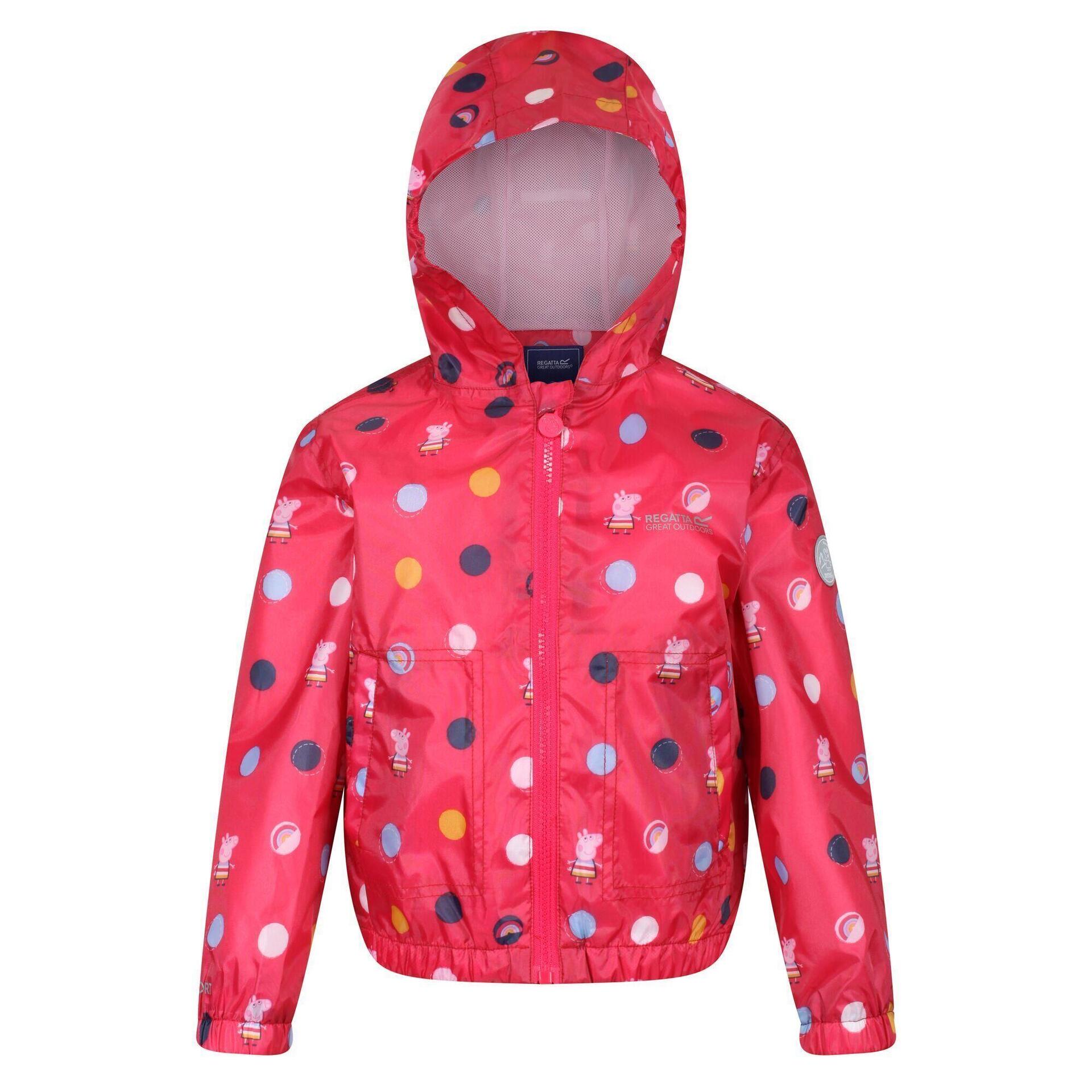 Regatta Childrens/Kids Peppa Pig Polka Dot Hooded Waterproof