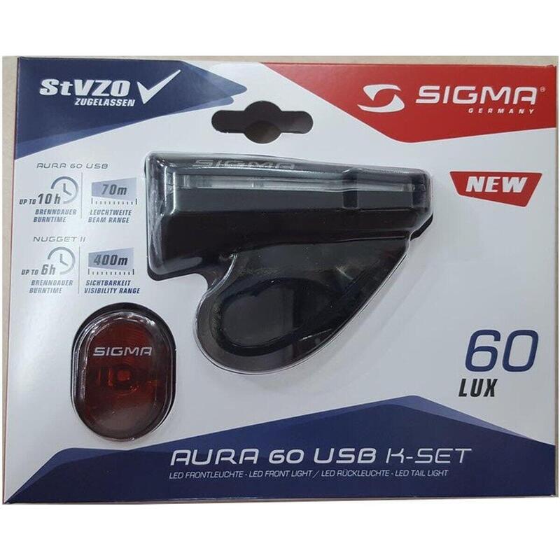 SIGMA SPORT Beleuchtungsset Aura 60 USB / Nugget II