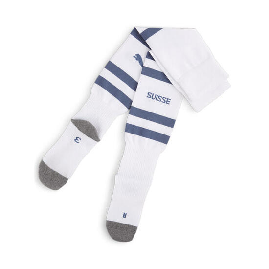 Chaussettes de football à rayures de l’équipe de Suisse PUMA White Inky Blue