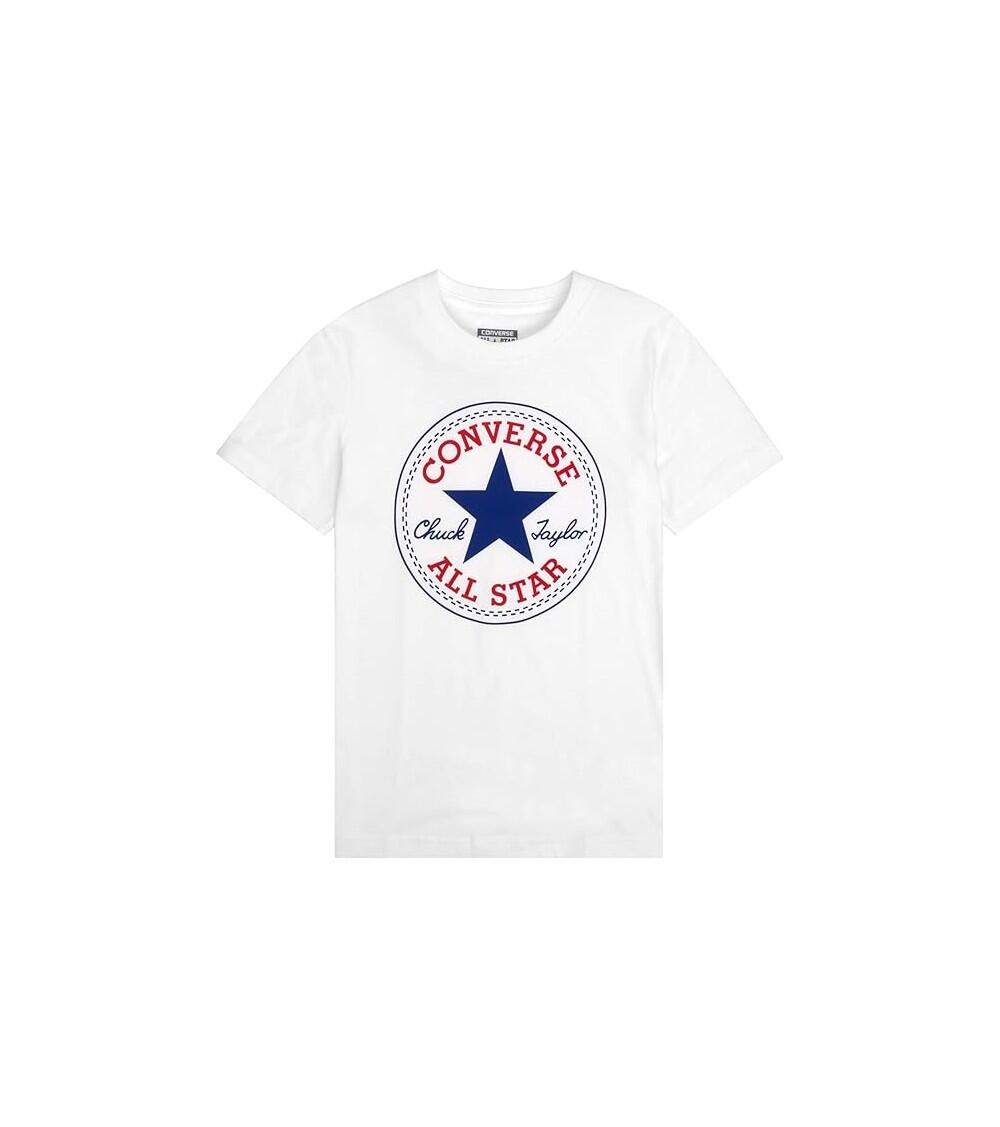T-shirt ragazzo converse chuck patch - bianco