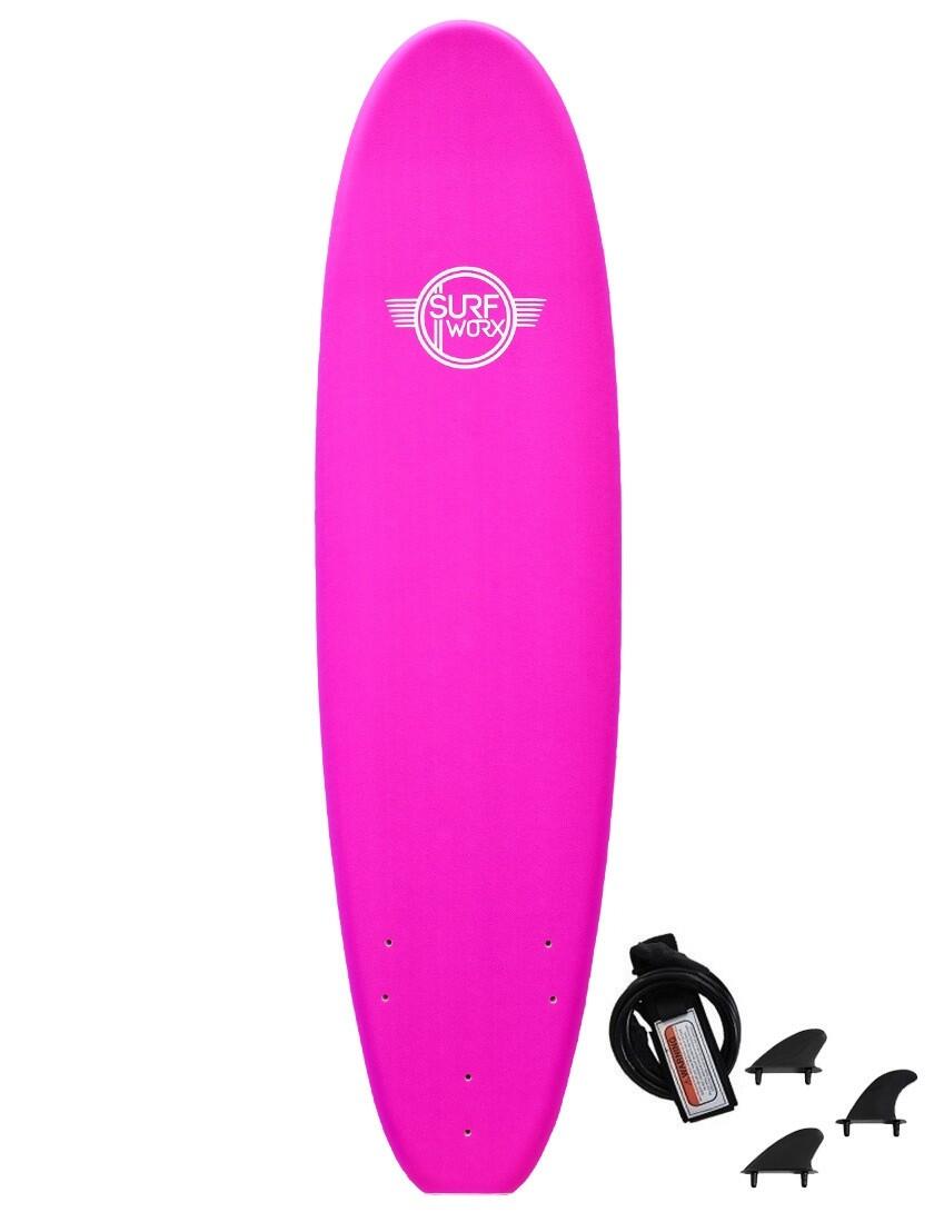 SURFWORX Surfworx Base Mini Mal soft surfboard 7ft 0 Pink