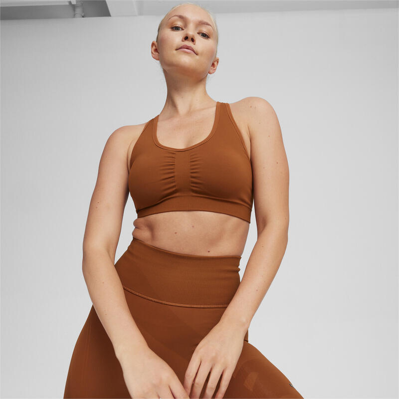 Bustiera femei Puma 4keeps Shapeluxe Seamless Bra Teak, Maro