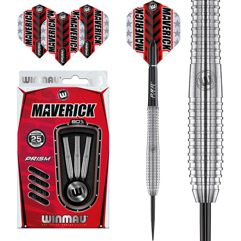 Winmau Dardos punta de acero Maverick 80% tungsten