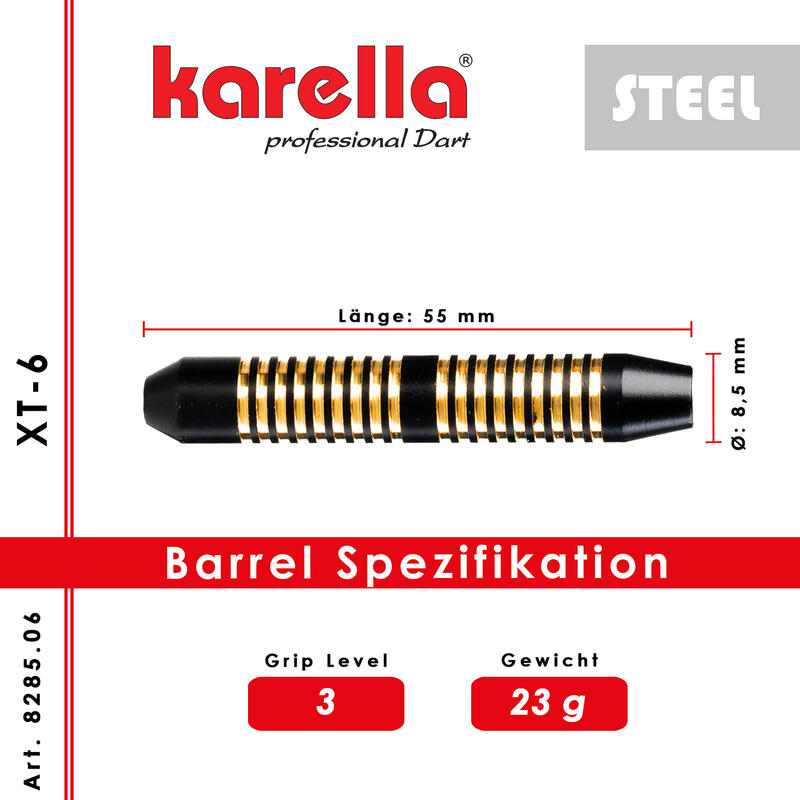 Freccette Karella XT-6 con punta in acciaio 23 grammi