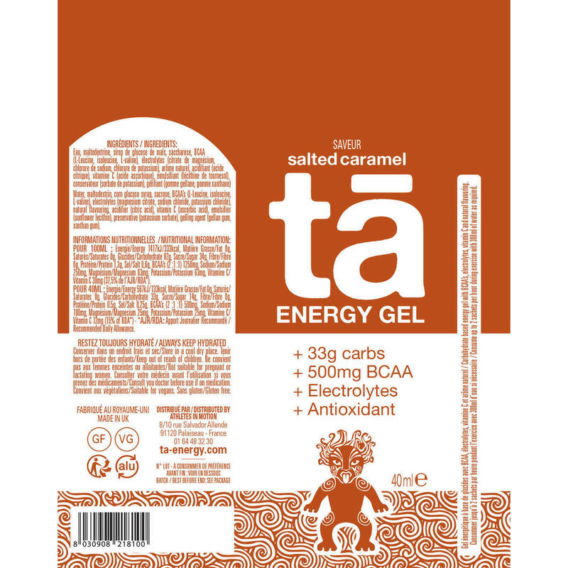 TA ENERGY - Gel Énergétique x12 - Energie, Sodium, 500mg BCAA - 133Kcal