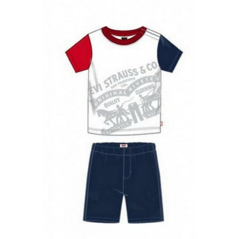 Conjunto Deportivo para Bebé Levi's Color Block Tee Blanco